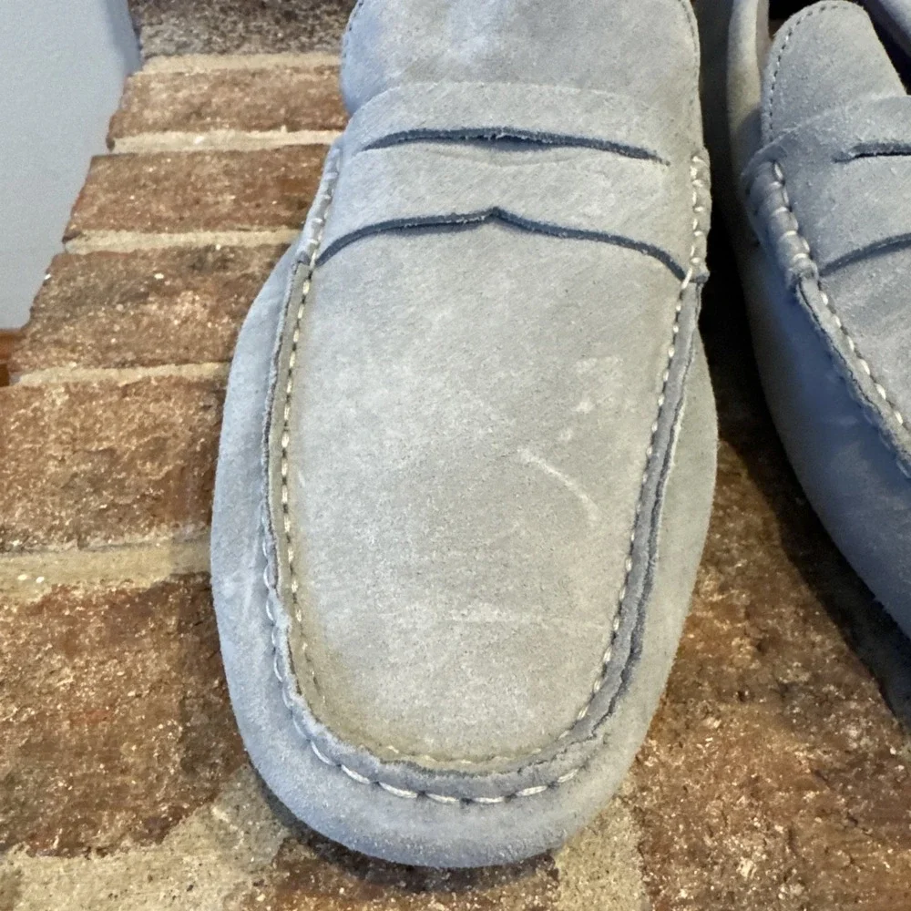 Nordstrom Men's Suede Driving Loafers Light Gray Moccasins Slip On Size 10M #481